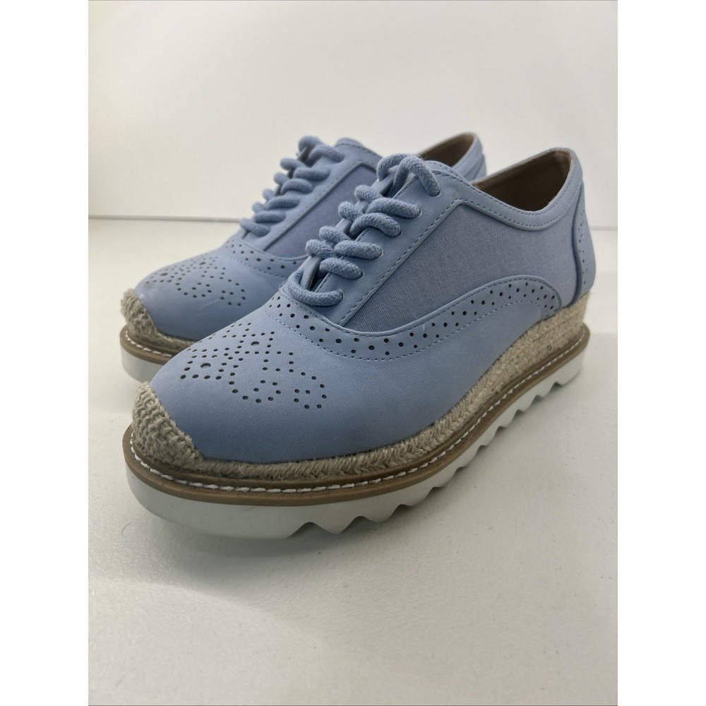 Torrid Platform Oxford Shoes Women's Sz 6WW Baby Blue Brogue‎ Espadrille Lace Up